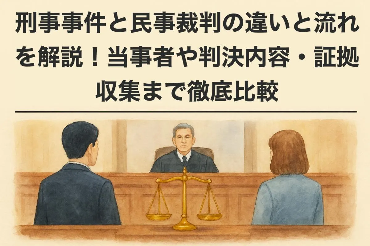 刑事事件と民事裁判の違いと流れを解説！当事者や判決内容・証拠収集まで徹底比較