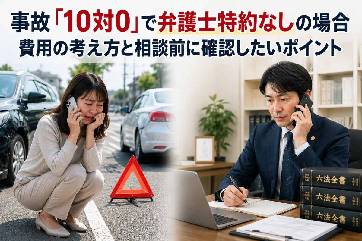 事故「10対0」で弁護士特約なしの場合｜費用の考え方と相談前に確認したいポイント